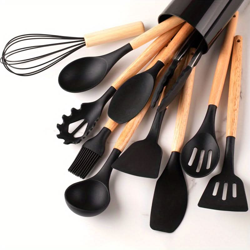 12-Piece Kitchen Silicone Utensil and Cooking Set – Stylish, Durable, and Safe