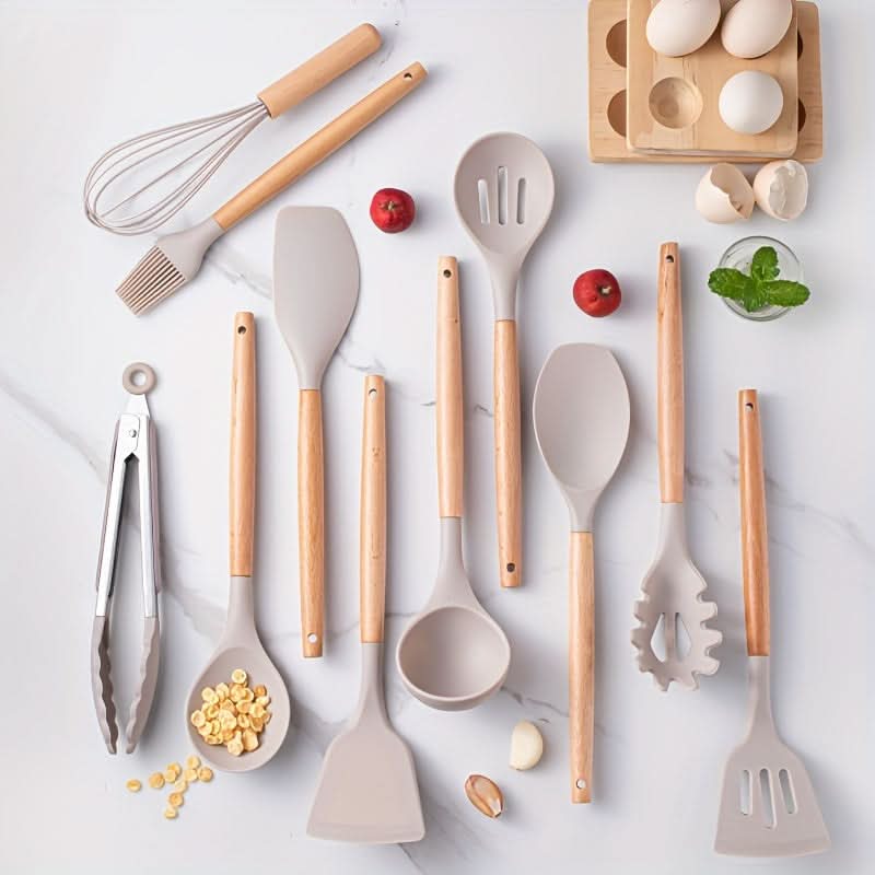 12-Piece Kitchen Silicone Utensil and Cooking Set – Stylish, Durable, and Safe