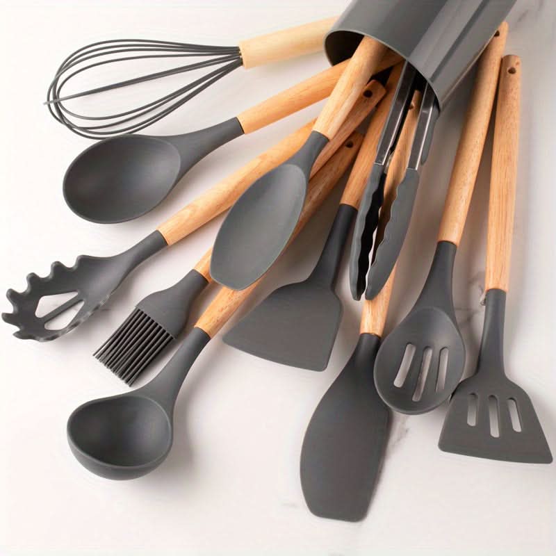 12-Piece Kitchen Silicone Utensil and Cooking Set – Stylish, Durable, and Safe