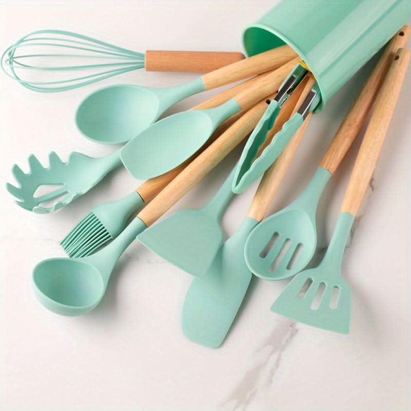 12-Piece Kitchen Silicone Utensil and Cooking Set – Stylish, Durable, and Safe