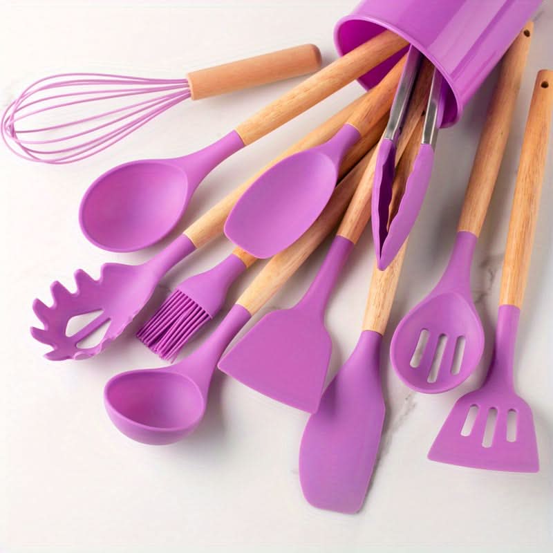 12-Piece Kitchen Silicone Utensil and Cooking Set – Stylish, Durable, and Safe