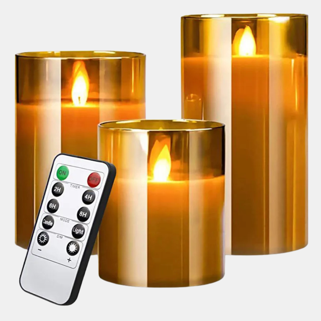 Flameless Candle 3-Piece Set – A Tranquil Glow Without the Flame