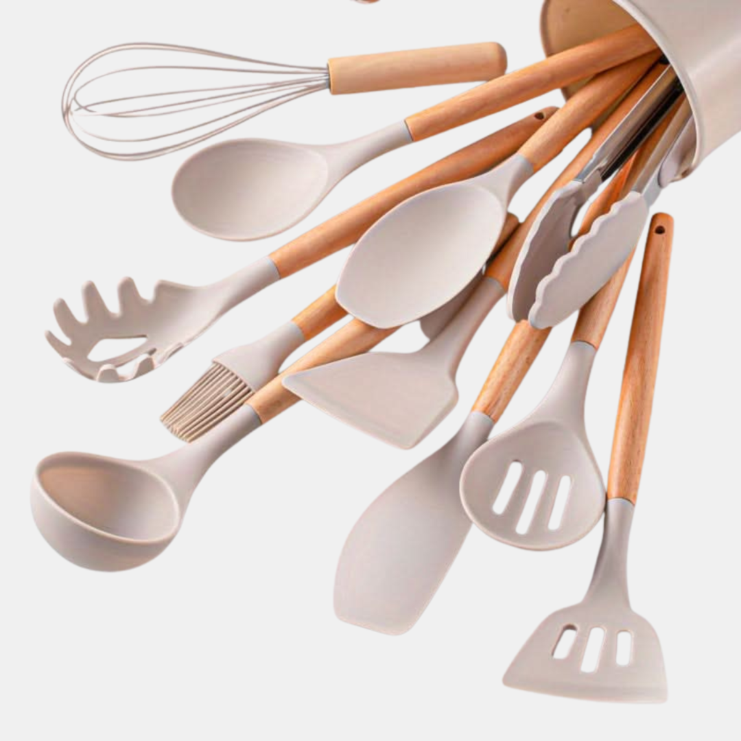 12-Piece Kitchen Silicone Utensil and Cooking Set – Stylish, Durable, and Safe