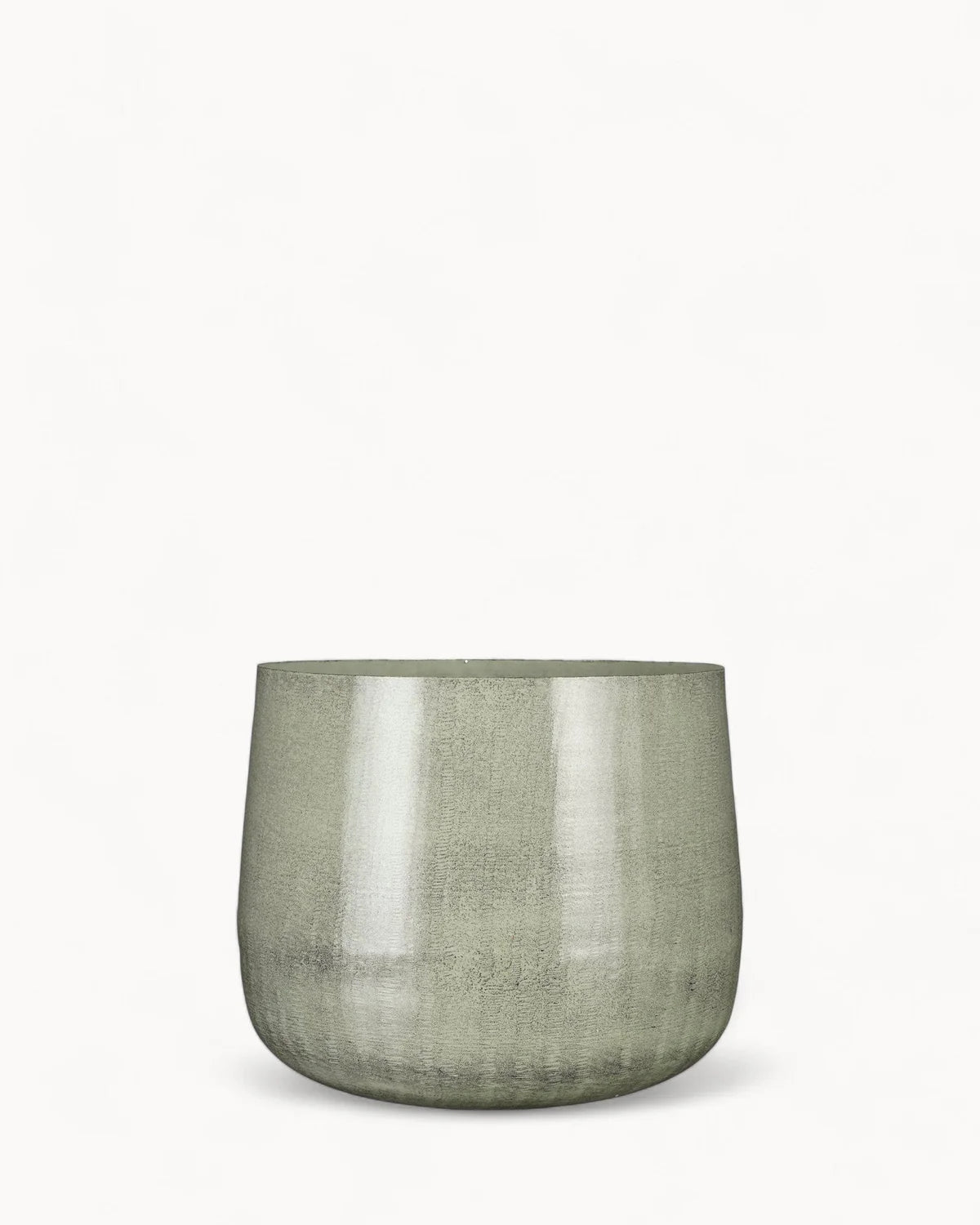 Large Light Grey Metal Plant Pot – 37 cm Modern Industrial Style