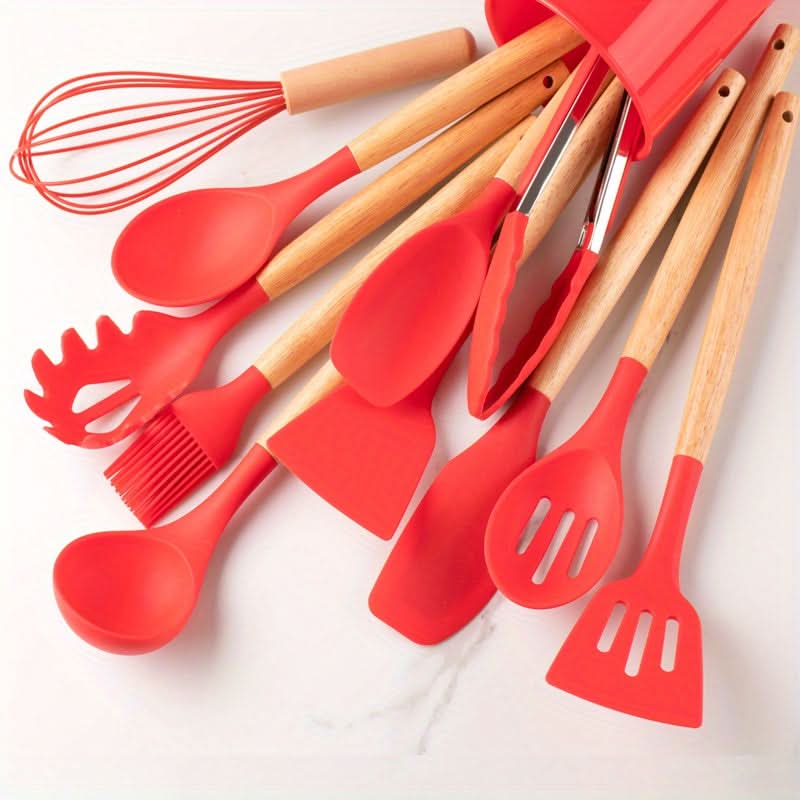 12-Piece Kitchen Silicone Utensil and Cooking Set – Stylish, Durable, and Safe