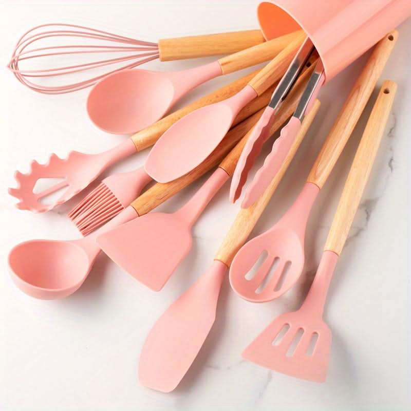 12-Piece Kitchen Silicone Utensil and Cooking Set – Stylish, Durable, and Safe