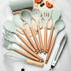 Premium Silicone Kitchen Utensils – Lattea Wooden Handle Set