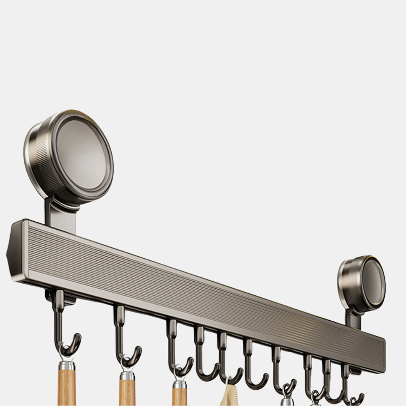 Wall-Mounted Kitchen Rack with Utensil Holder – No-Drill Organizer Rail