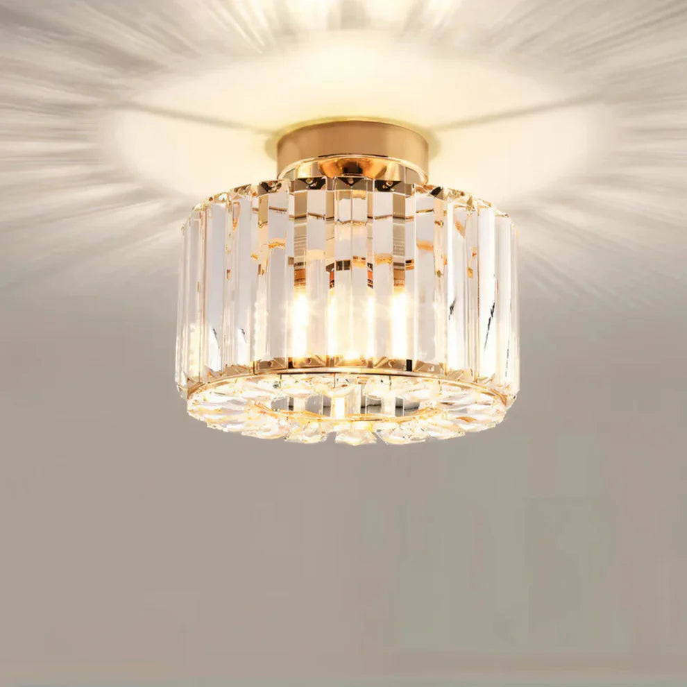 Flush Mount Ceiling Light with Crystal Accents – Elegant Fixture for Any Room
