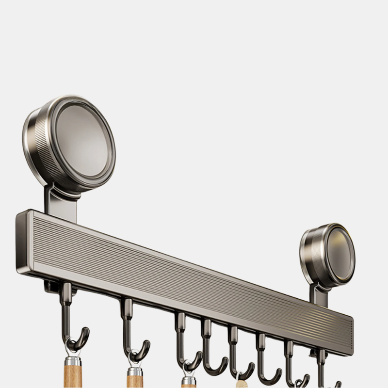 Wall-Mounted Kitchen Rack with Utensil Holder – No-Drill Organizer Rail
