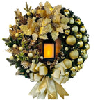 30cm Christmas Wreath with Lantern and Bow – Outdoor Front Door Decor 1