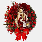 40cm Christmas Wreath with Lantern and Bow – Outdoor Front Door Decor 0