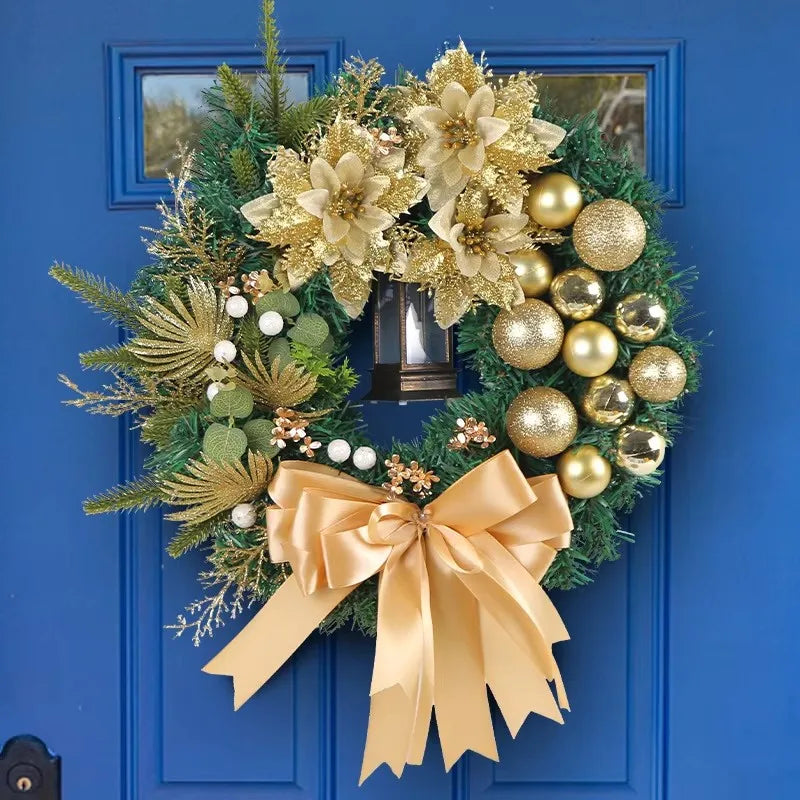 40cm Christmas Wreath with Lantern and Bow – Outdoor Front Door Decor 2