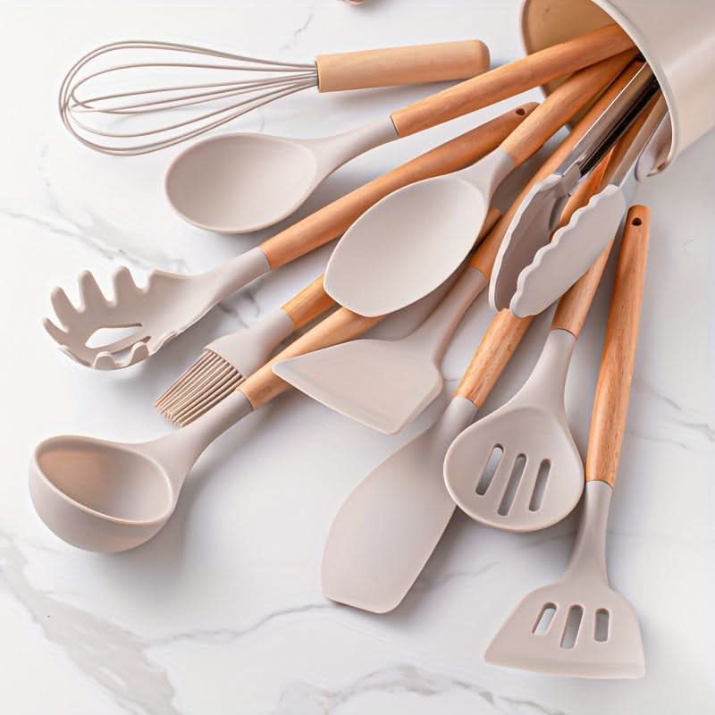 12-Piece Kitchen Silicone Utensil and Cooking Set – Stylish, Durable, and Safe