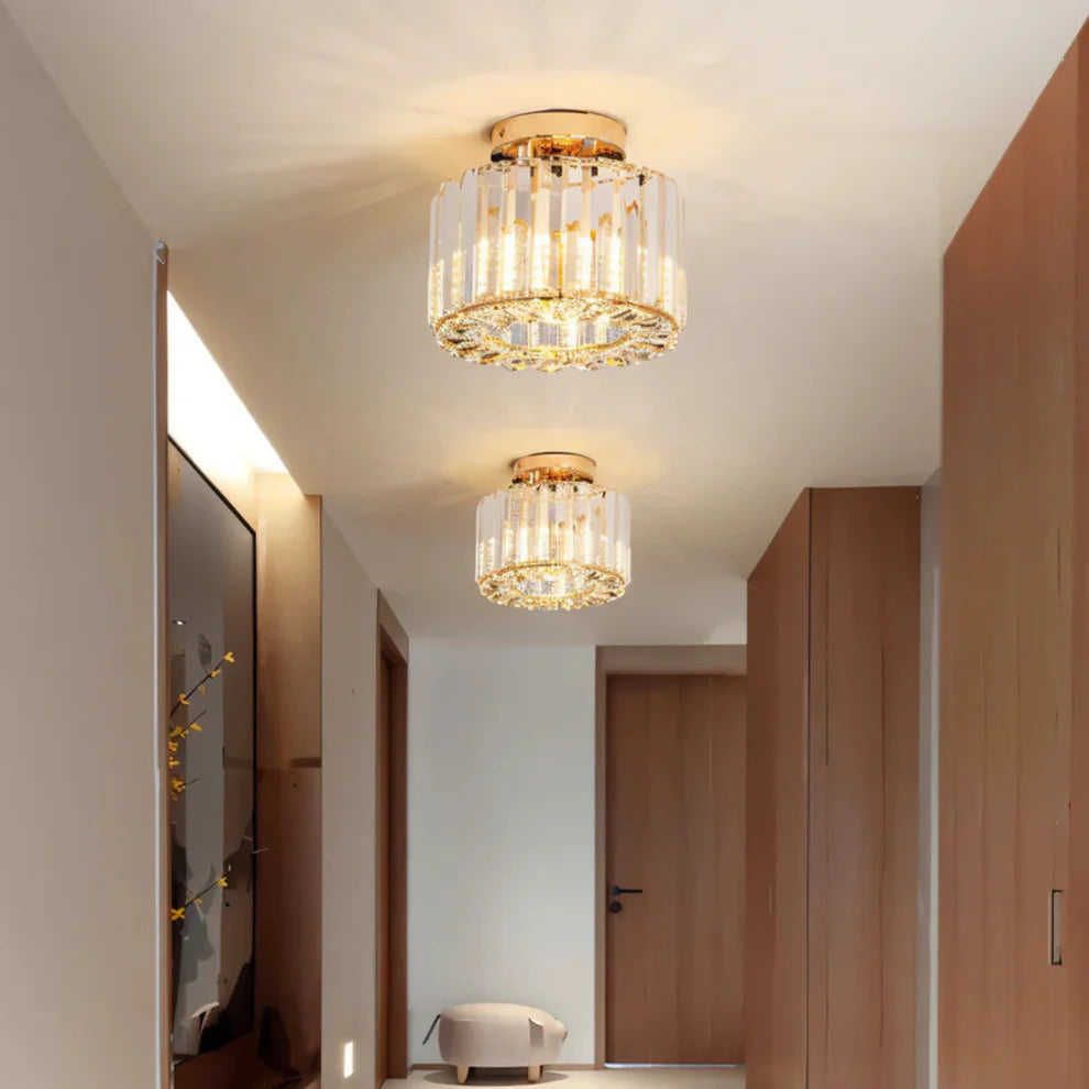 Flush Mount Ceiling Light with Crystal Accents – Elegant Fixture for Any Room