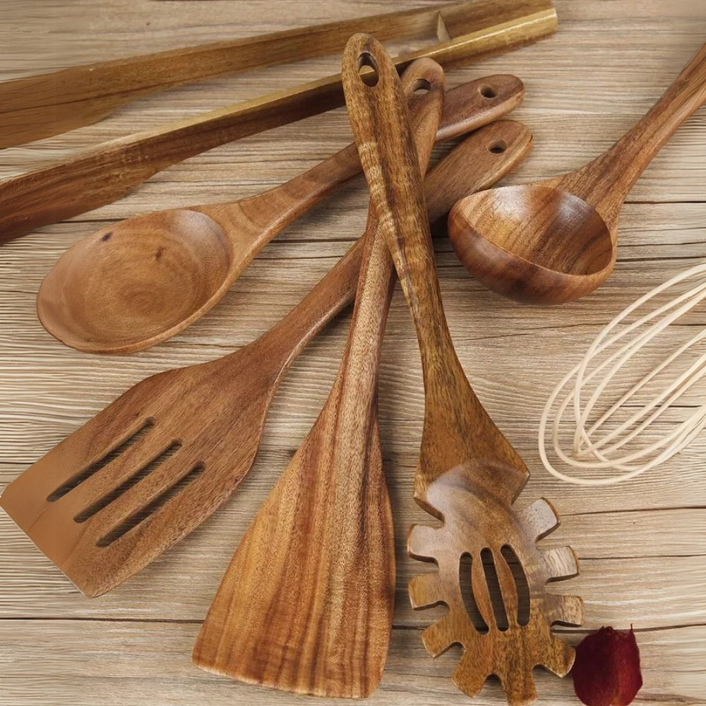 7-Piece Wooden Kitchen Utensils Set – Durable Cooking Tools for Home Chefs 4