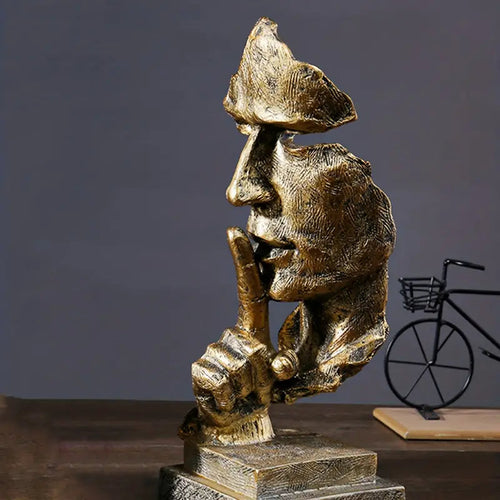 Abstract Face Sculpture with Gold Accents – Elegant Wall Decor for Home