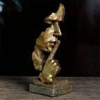 Abstract Face Sculpture with Gold Accents – Elegant Wall Decor for Home