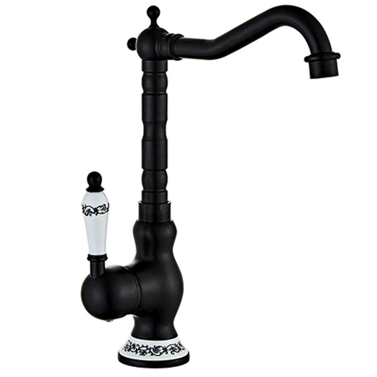 Antique Brass Kitchen Faucet with Ceramic Handle – 360° Rotating Spout 8