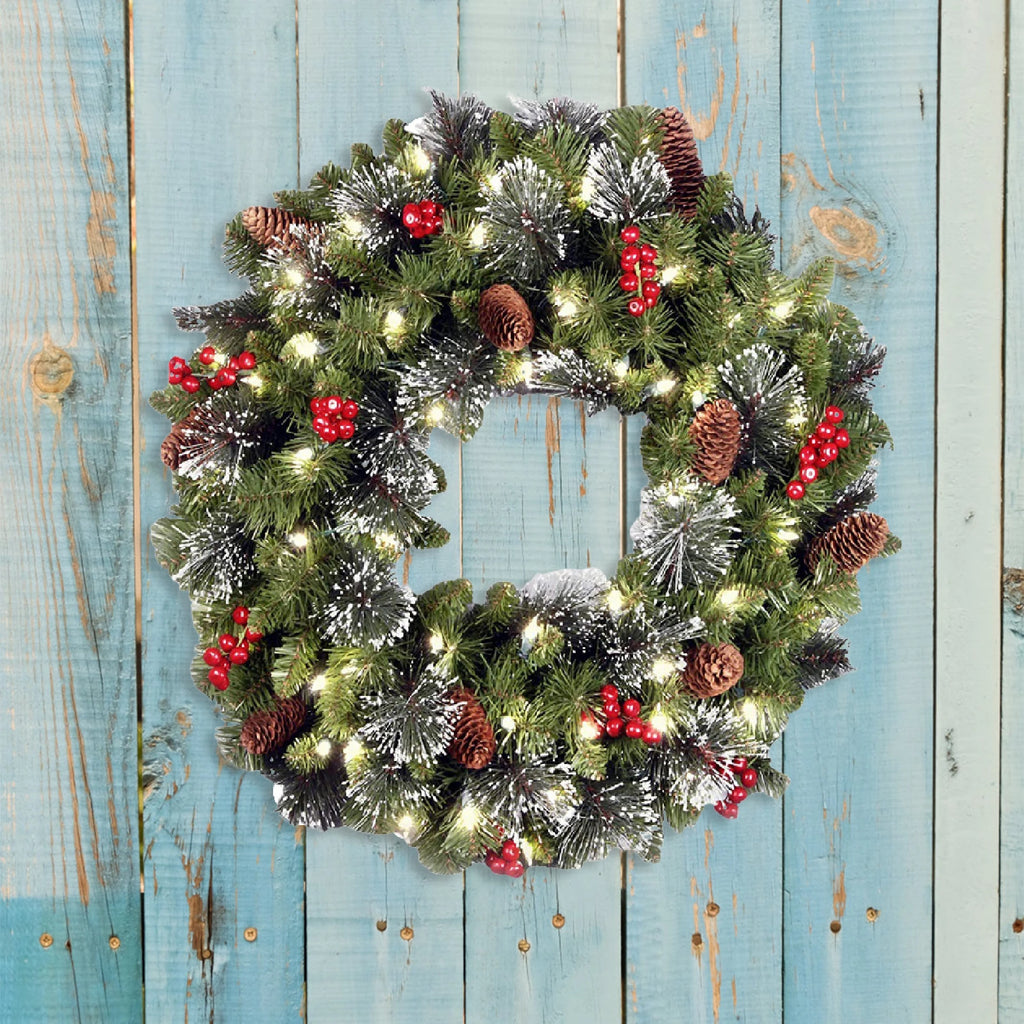 Artificial Christmas Wreath with Pinecones and Berries – Outdoor Door Decor 0