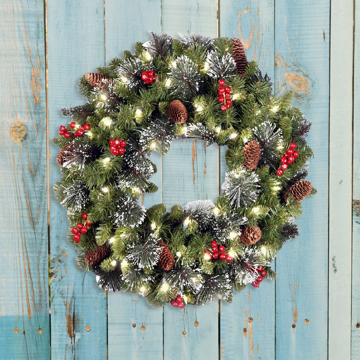 Artificial Christmas Wreath with Pinecones and Berries – Outdoor Door Decor 0