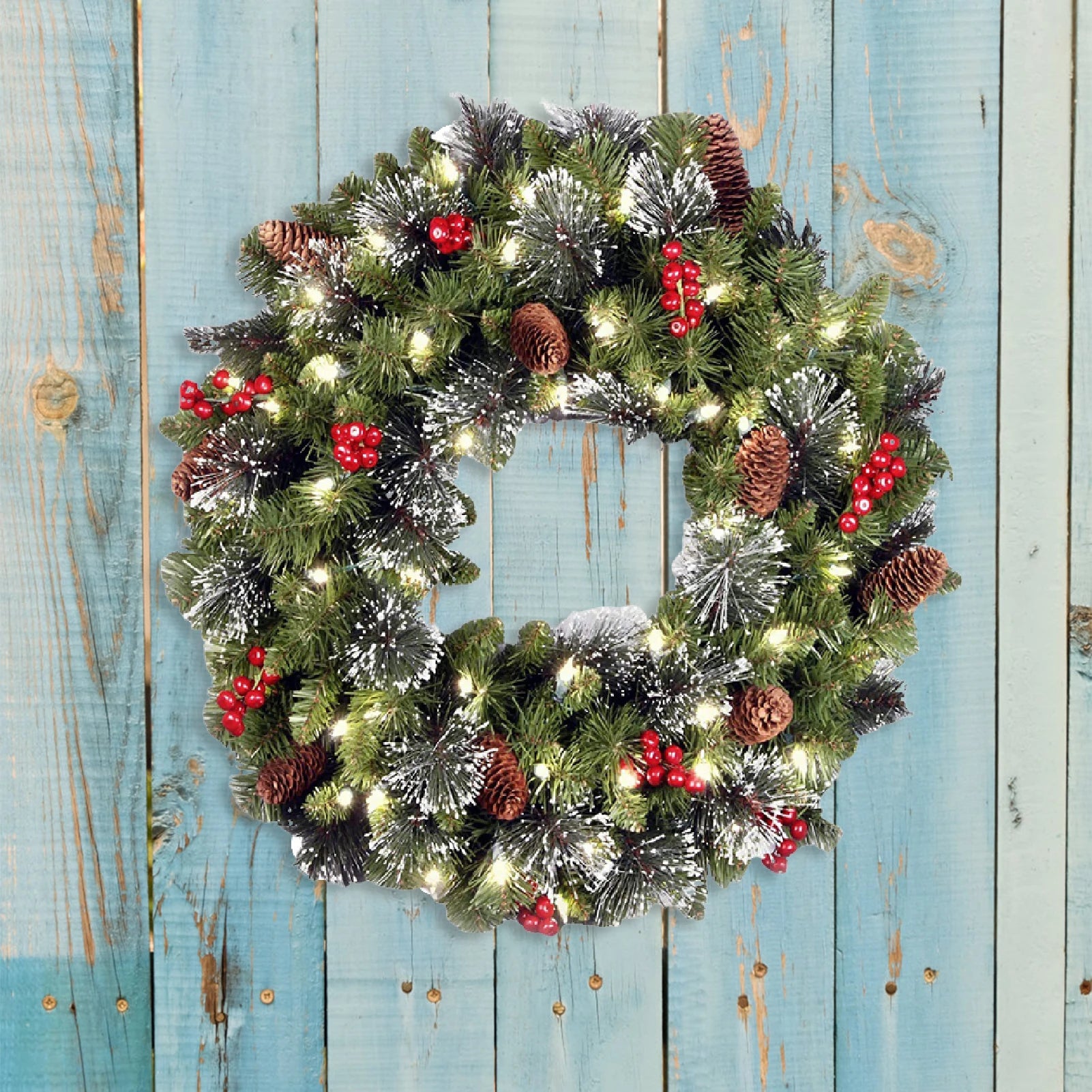 Artificial Christmas Wreath with Pinecones and Berries – Outdoor Door Decor 0