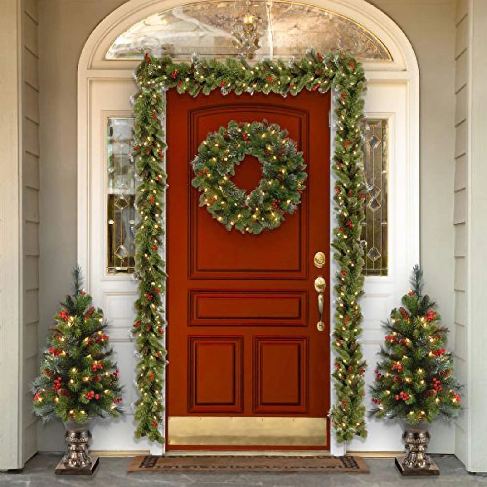 Artificial Christmas Wreath with Pinecones and Berries – Outdoor Door Decor 4
