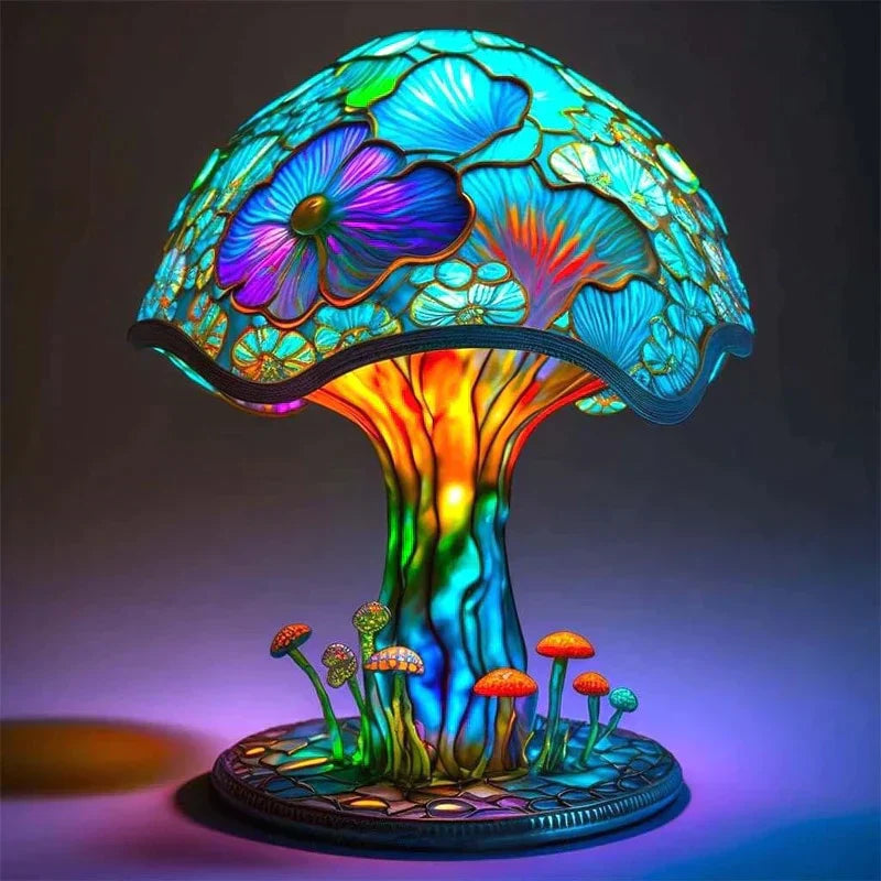 Artisan Stained Glass Table Lamp – Vintage Floral Design for Bedroom 1