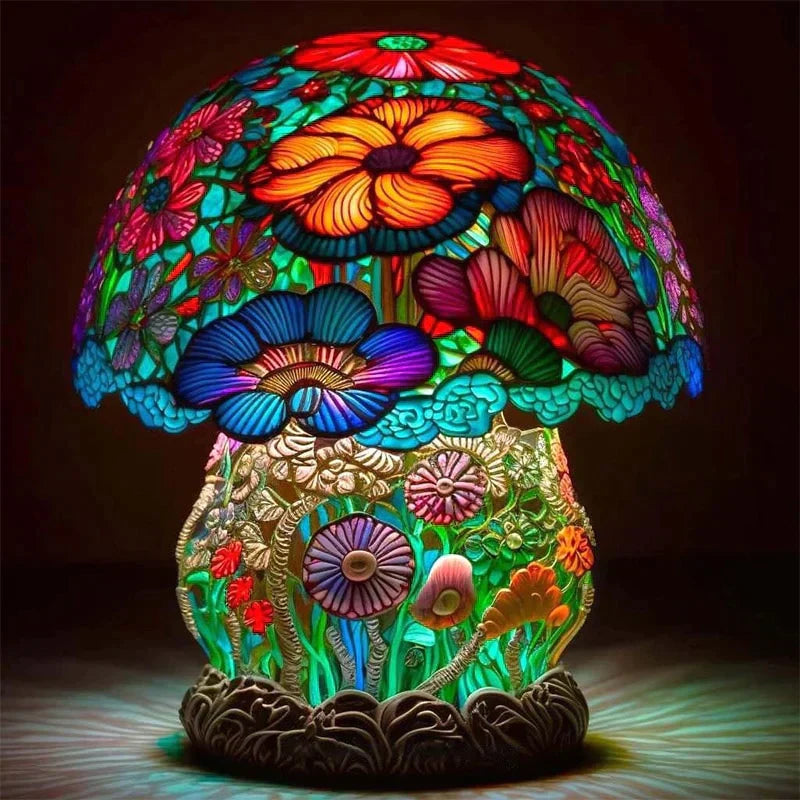 Artisan Stained Glass Table Lamp – Vintage Floral Design for Bedroom 2
