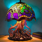 Artisan Stained Glass Table Lamp – Vintage Floral Design for Bedroom 7