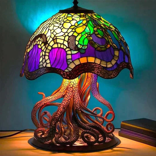 Artisan Stained Glass Table Lamp – Vintage Floral Design for Bedroom 7