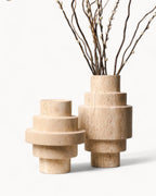 Beige Travertine Floor Vase – Geometric Modern Design
