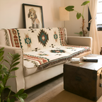 Stylish Bohemian Blanket Throw – Geometric & Tassel Accents