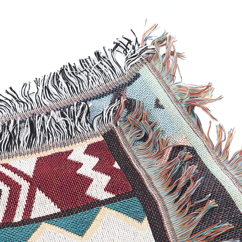 Stylish Bohemian Blanket Throw – Geometric & Tassel Accents