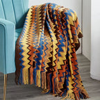 Boho Stripe Tassel Throw Blanket – Vibrant Texture, Effortless Style