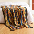 Boho Stripe Tassel Throw Blanket – Vibrant Texture, Effortless Style