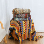Boho Stripe Tassel Throw Blanket – Vibrant Texture, Effortless Style