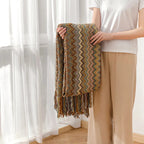 Boho Stripe Tassel Throw Blanket – Vibrant Texture, Effortless Style