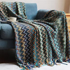 Boho Stripe Tassel Throw Blanket – Vibrant Texture, Effortless Style