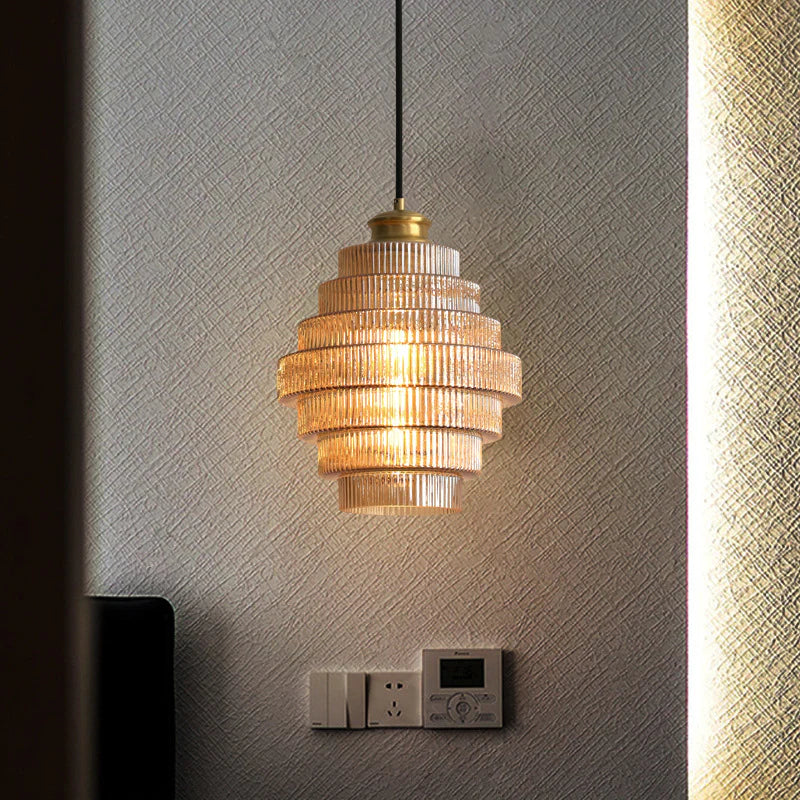Brass Glass Pendant Light – Elegant Bottle-Shaped Hanging Lamp for Kitchen 2