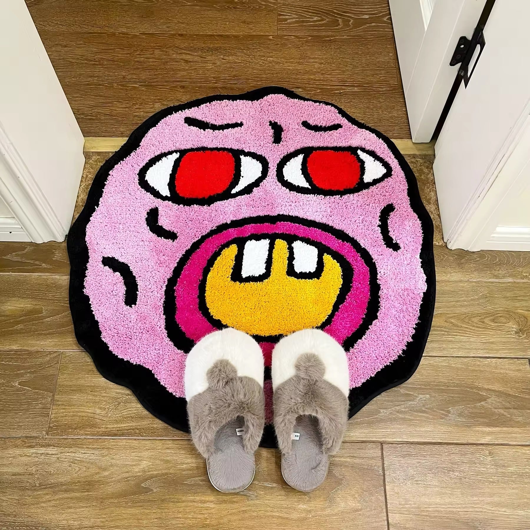 Playful Pink Tufted Floor Mat for Cozy Rooms