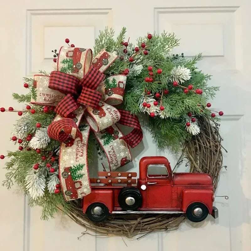 Elegant Christmas Door Wreath – Festive Flower Ring Decoration