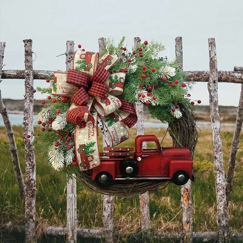 Elegant Christmas Door Wreath – Festive Flower Ring Decoration