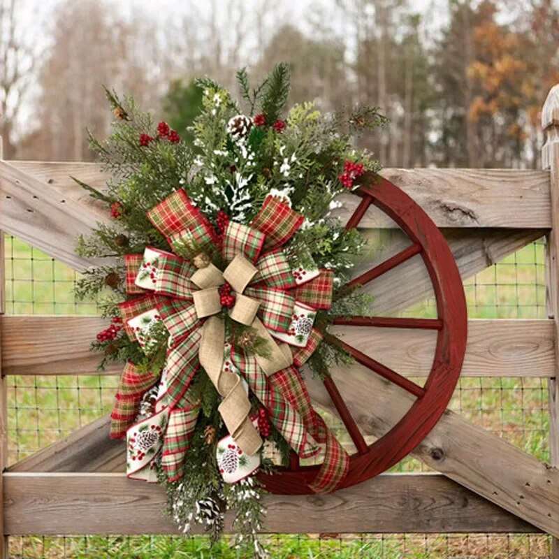 Elegant Christmas Door Wreath – Festive Flower Ring Decoration