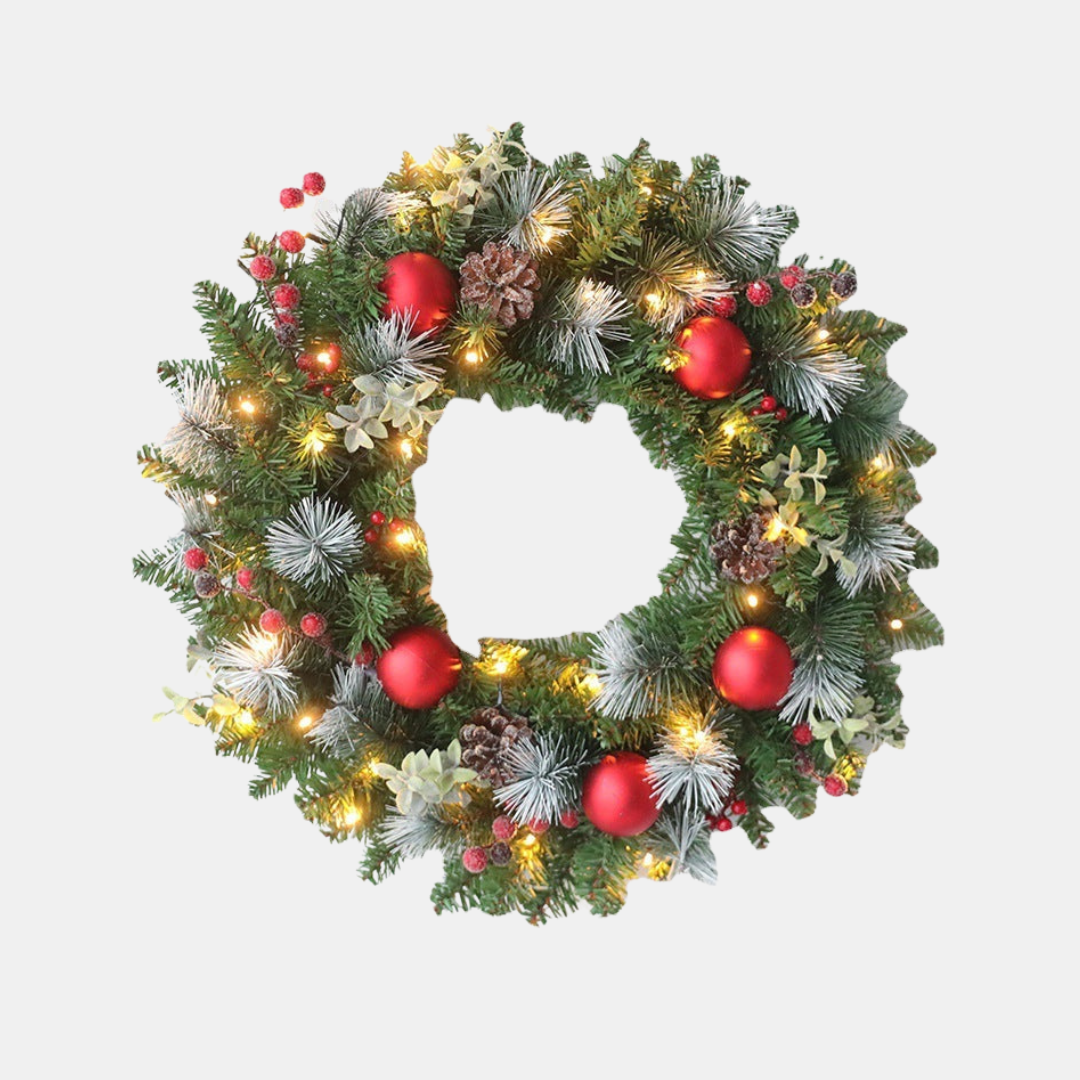 Christmas Wreath Hanging Decoration with Lights – Outdoor Door Decoration for Holidays