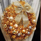 Christmas Wreath Outdoor with Glitter Bow – 45cm Door Decoration 0