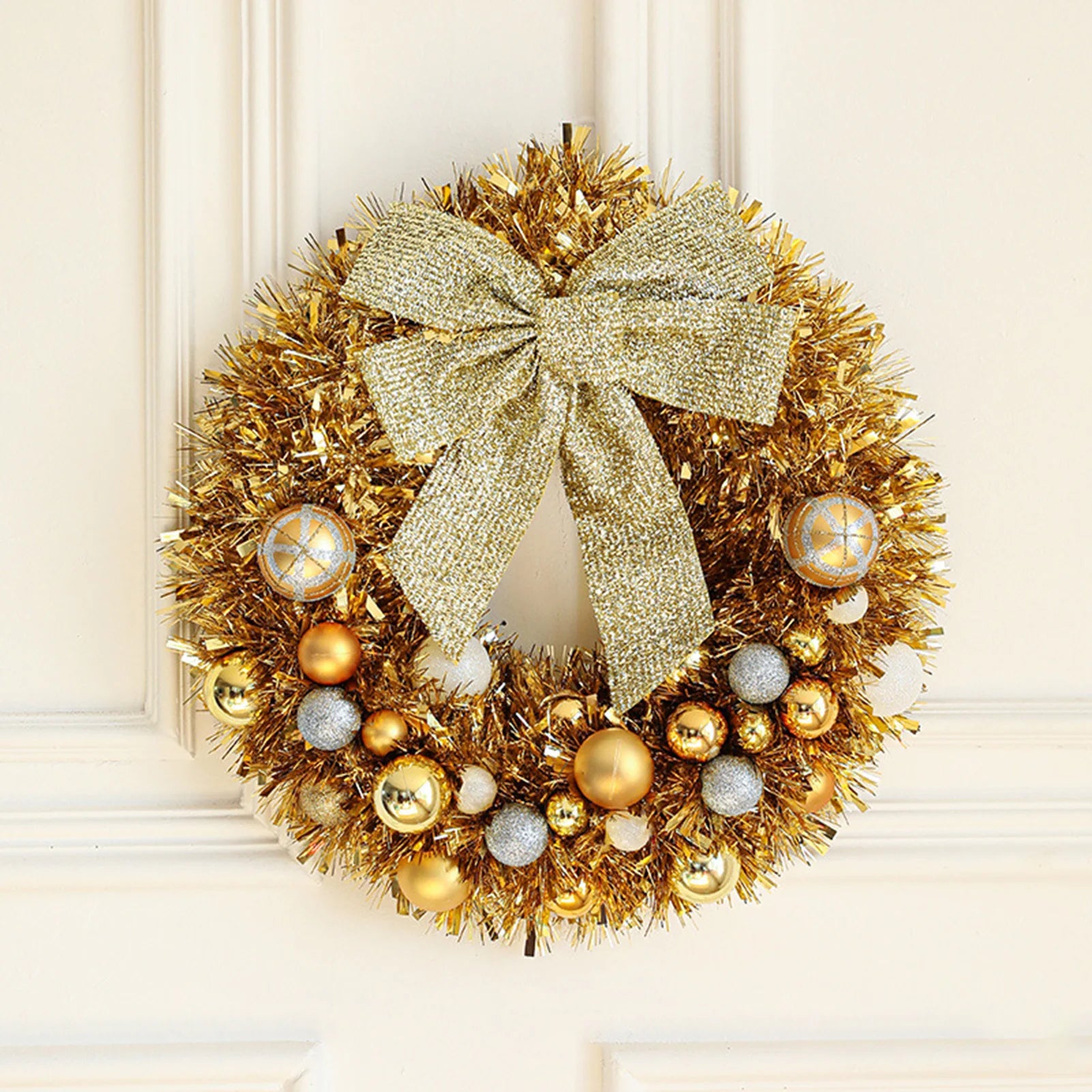 Christmas Wreath Outdoor with Glitter Bow – 45cm Door Decoration 4