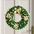Christmas Wreath Outdoor with Glitter Bow – 45cm Door Decoration 5