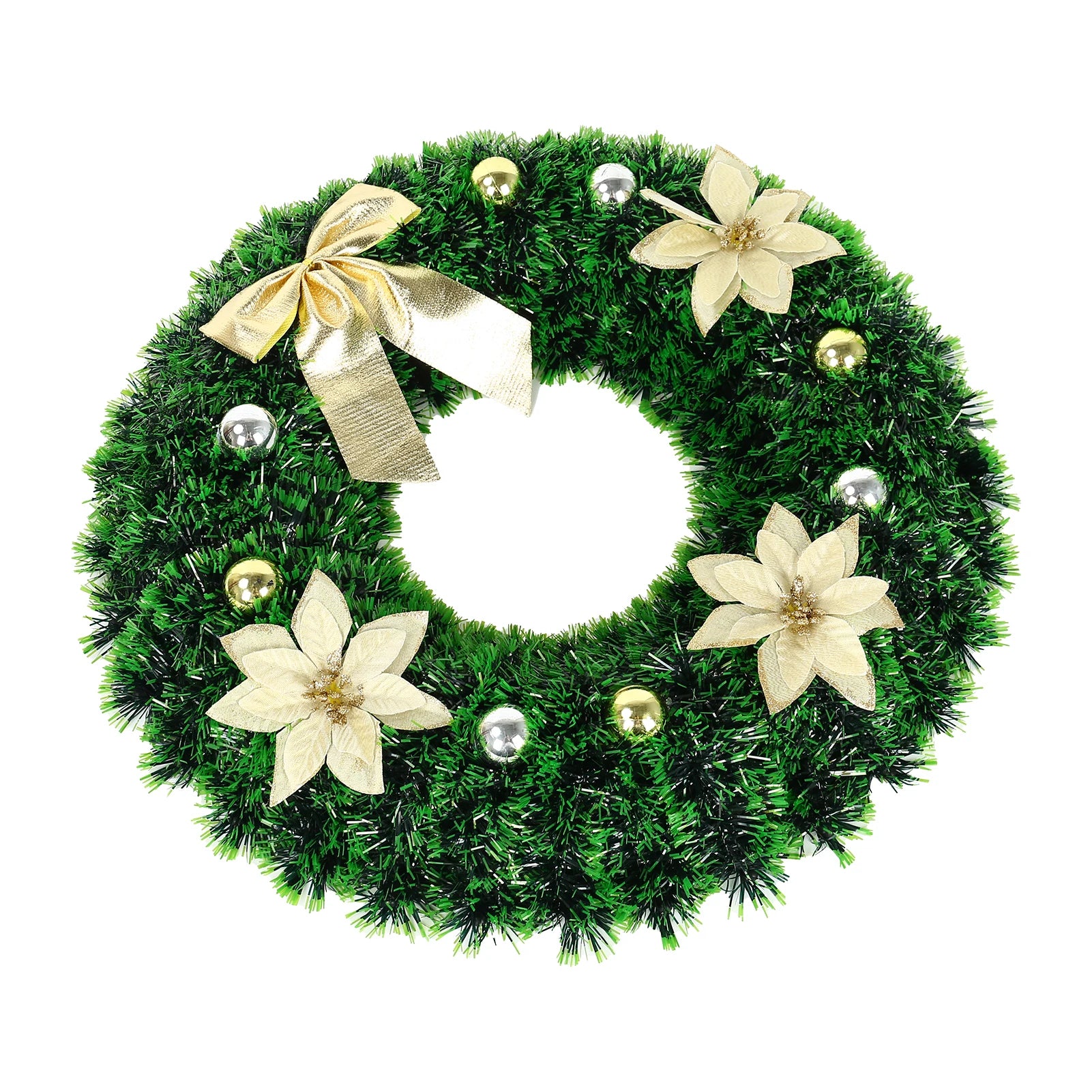 Christmas Wreath Outdoor with Glitter Bow – 45cm Door Decoration 9