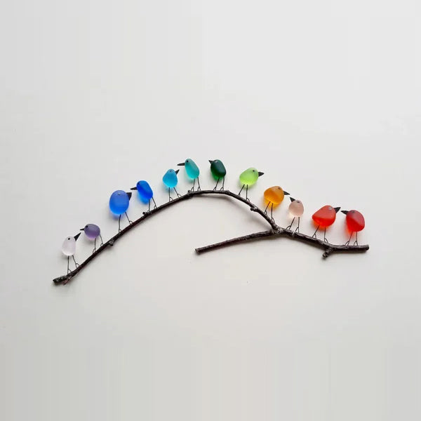 Coastal Love Notes Wall Decoration – Sea Glass Birds Inspired by Nature